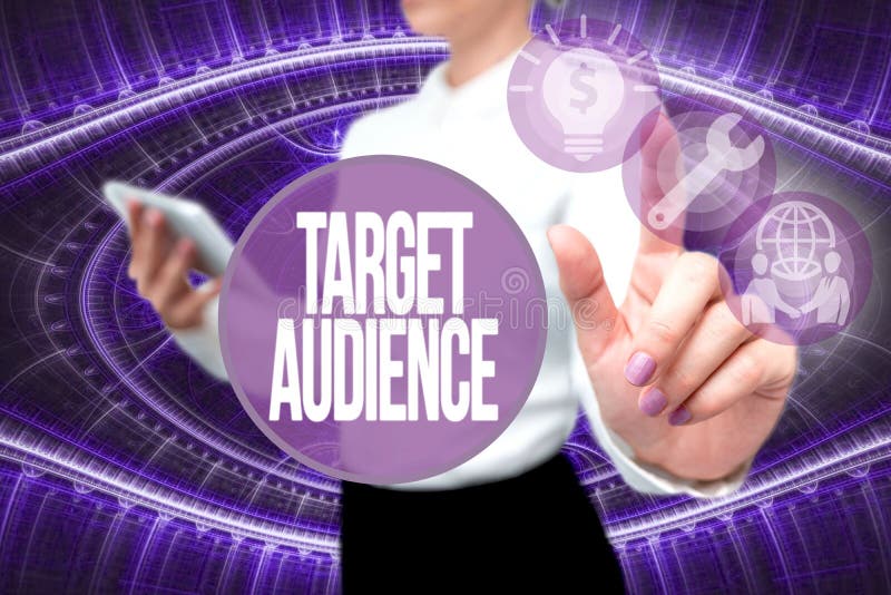 Conceptual caption Target Audience. Business concept identified as the intended recipient of an advertisement Lady In royalty free stock photos