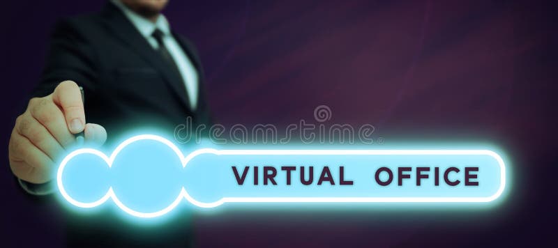 Conceptual caption Virtual Office. Word Written on Mobile work-environment equipped with telecommunication links royalty free illustration