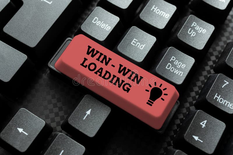 Conceptual caption Win win Loading. Word Written on advantageous or satisfactory to all parties involved Typing Product stock images
