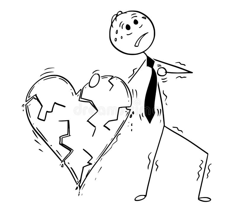 Conceptual Cartoon Of Business Man Having Heart Attack Conceptual Cartoon Of Business Man Having Heart Attack