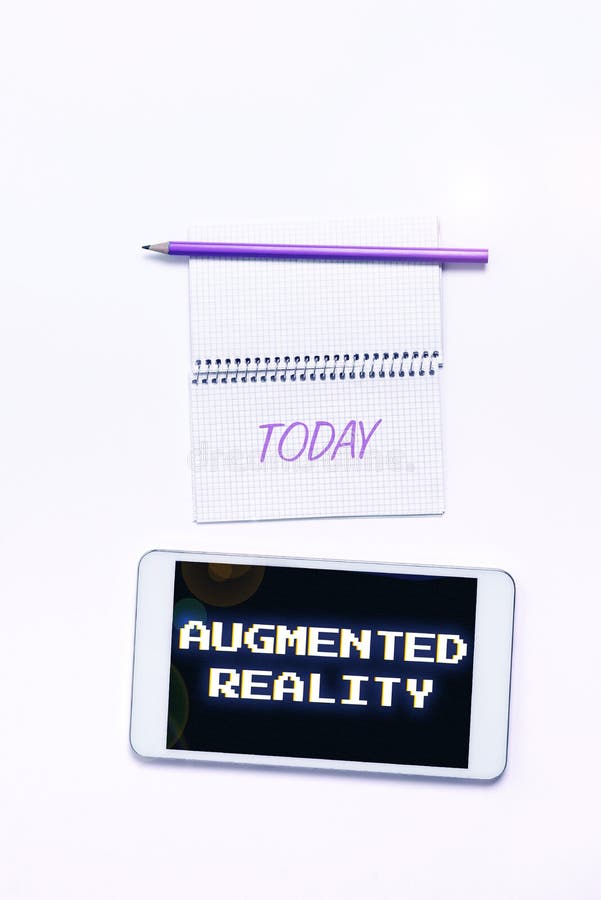 Text caption presenting Augmented Reality. Word for technology that imposes computer image on the real world. Conceptual display Augmented Reality, Word for technology that imposes computer image on the real world