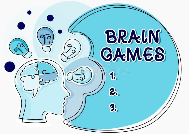 Conceptual display Brain Games. Business overview psychological tactic to manipulate or intimidate with opponent vector illustration