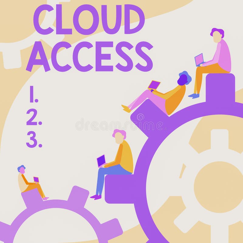 Conceptual display Cloud Access. Business approach Software tool between the organization and the provider Four vector illustration