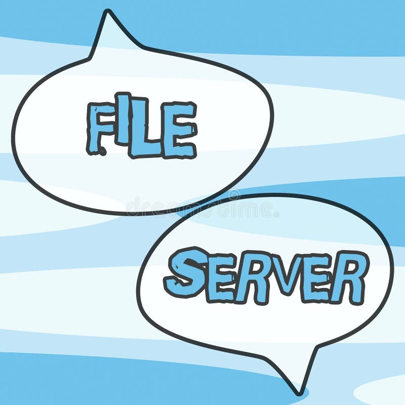 Conceptual display File Server. Business showcase device which controls access to separately stored data stock illustration