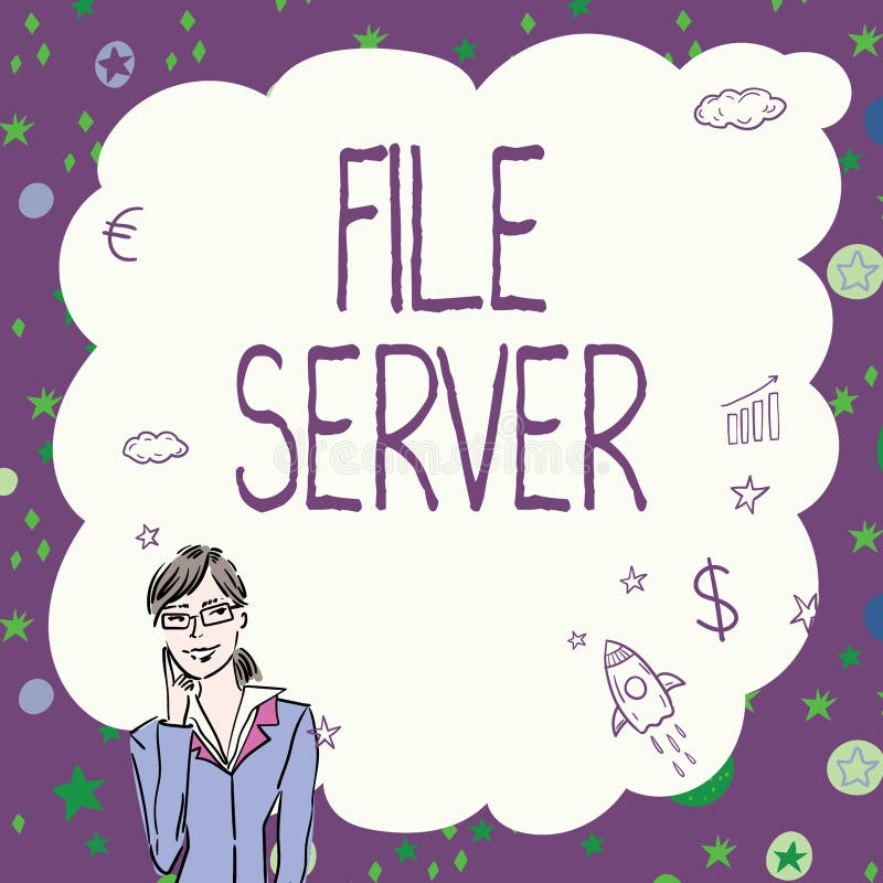 Conceptual display File Server. Internet Concept device which controls access to separately stored data Illustration Of royalty free illustration