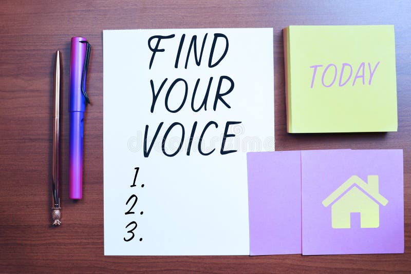 Conceptual display Find Your Voice. Word for Being able to express oneself as a writer to speak Important Messages royalty free stock photo