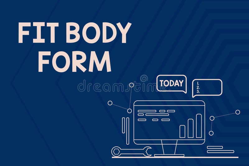 Conceptual display Fit Body Form. Word for refers to a body that perfectly align of shape and contour Computer vector illustration