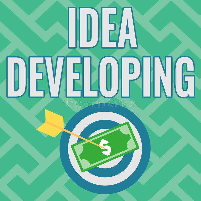 Conceptual display Idea Developing. Word Written on innovating the concept and bringing the idea to reality Currency stock illustration