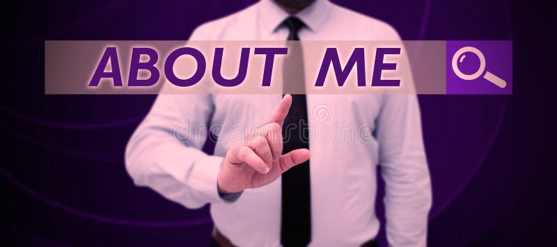 Conceptual display About Me. Business overview My Personal Characteristics Information Likes and Dislikes royalty free stock photo