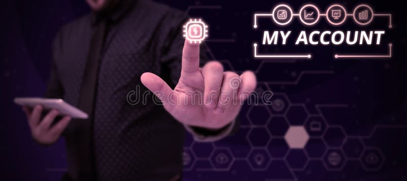 Conceptual display My Account. Business idea If something is said to be on someone& x27;s or something& x27;s account royalty free stock photos