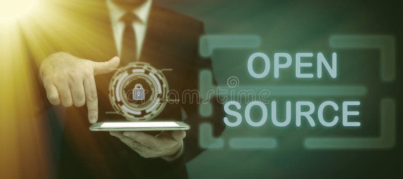 Conceptual display Open Source. Word Written on denoting software which original source code freely available royalty free stock photo