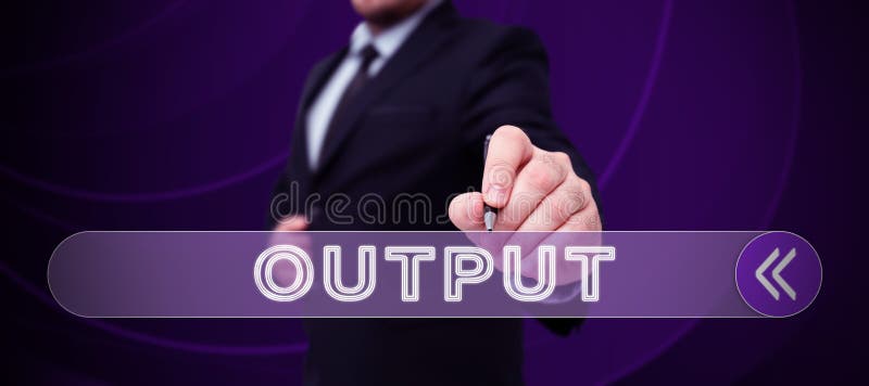 Conceptual display Output. Business concept the final result of something or how the way things end up royalty free stock photos