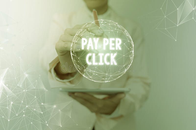 Conceptual display Pay Per Click. Concept meaning internet marketing in which payment is based on clickthroughs stock photography