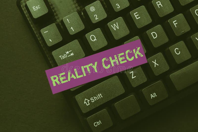 Conceptual display Reality Check. Internet Concept one is reminded of the state of things in the real world Filling Up royalty free stock photo