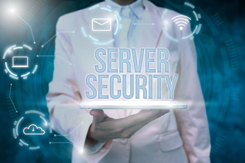 Conceptual display Server Security. Word Written on web server that guarantees secure online transactions Lady Uniform. Sign displaying Server Security, Business overview web server that guarantees secure online transactions Lady Uniform Standing Tablet Hand Presenting Virtual Modern Technology