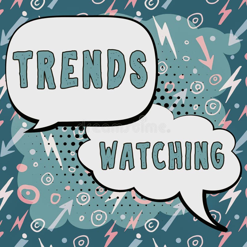 Conceptual display Trends Watching. Business showcase a business firm that usually engages and dominates the market stock illustration