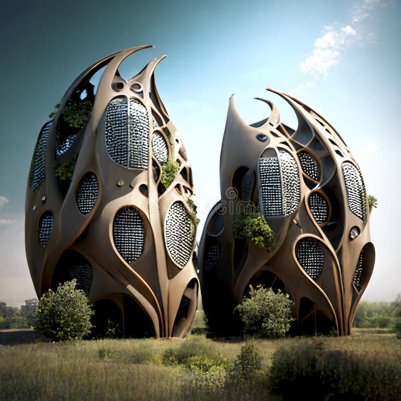 Conceptual Futuristic House of the Future, Ai Illustration. Comportable ...