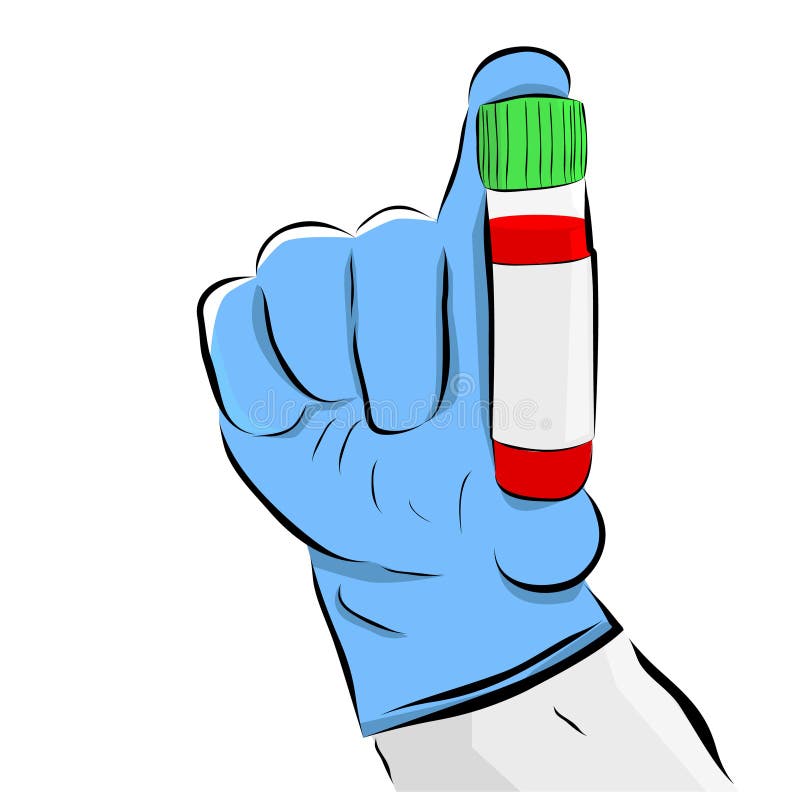 Simple Conceptual Hand Draw Sketch Vector, doctor hand holding plastic testing tube, Isolated on White royalty free illustration
