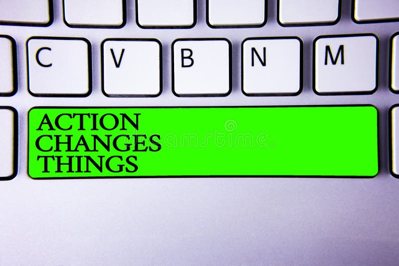 Conceptual hand writing showing Action Changes Things. Business photo showcasing improve yourself Do not stand still Let s do it royalty free stock photos