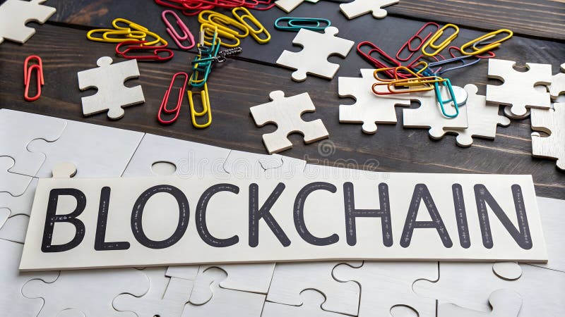 Conceptual hand writing showing Blockchain stock illustration