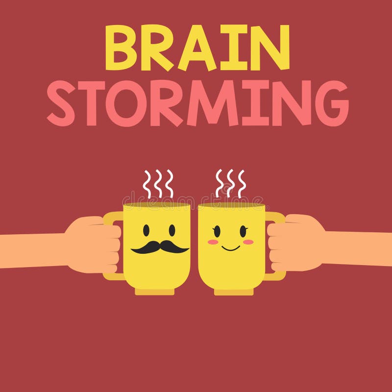 Conceptual hand writing showing Brain Storming. Business photo text Stimulating creative thinking Developing new ideas Discussion royalty free illustration