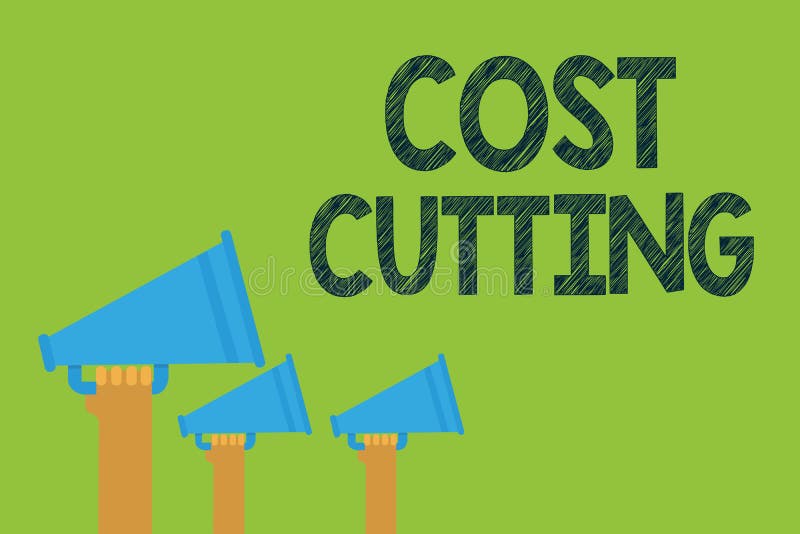 Conceptual hand writing showing Cost Cutting. Business photo text Measures implemented to reduced expenses and improved profit Han royalty free illustration