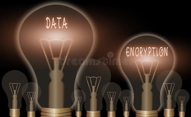 Conceptual hand writing showing Data Encryption. Business photo showcasing Symmetrickey algorithm for the encrypting electronic vector illustration
