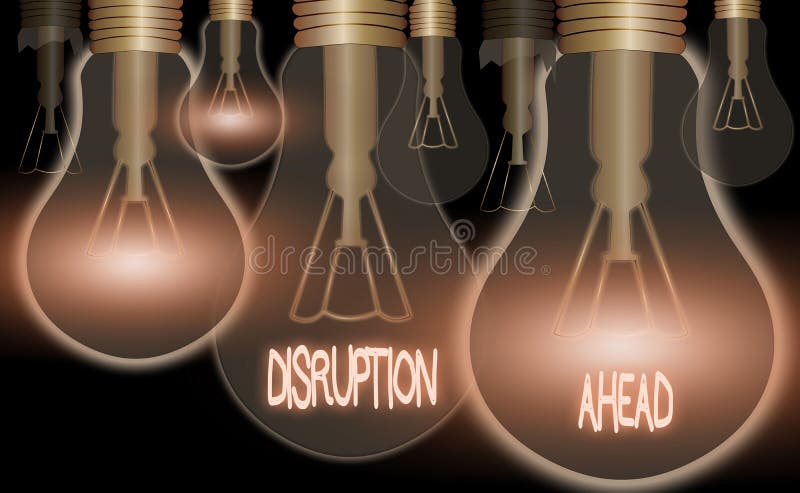 Conceptual hand writing showing Disruption Ahead. Business photo text Transformation that is caused by emerging technology royalty free illustration