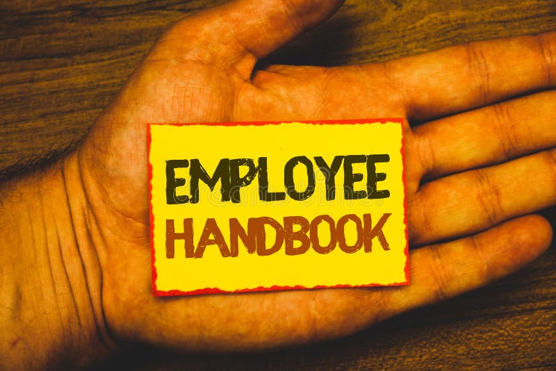 Conceptual hand writing showing Employee Handbook. Business photo showcasing Document Manual Regulations Rules Guidebook Policy Co stock illustration Conceptual hand writing showing Employee Handbook. Business photo showcasing Document Manual Regulations Rules Guidebook Policy Co stock illustration