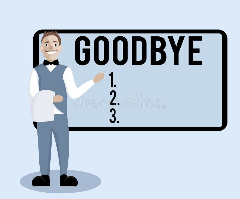 Conceptual hand writing showing Goodbye. Business photo text Greeting for leaving Farewell See you soon Separation vector illustration