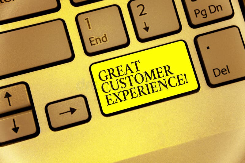 Conceptual hand writing showing Great Customer Experience. Business photo showcasing responding to clients with friendly helpful w stock photo Conceptual hand writing showing Great Customer Experience. Business photo showcasing responding to clients with friendly helpful w stock photo