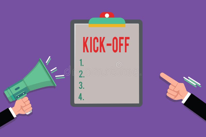 Text Showing Inspiration Kick Off. Concept Meaning Start or Resumption of  Football Match in Which Player Kicks Ball Stock Photo - Image of project,  match: 266081546