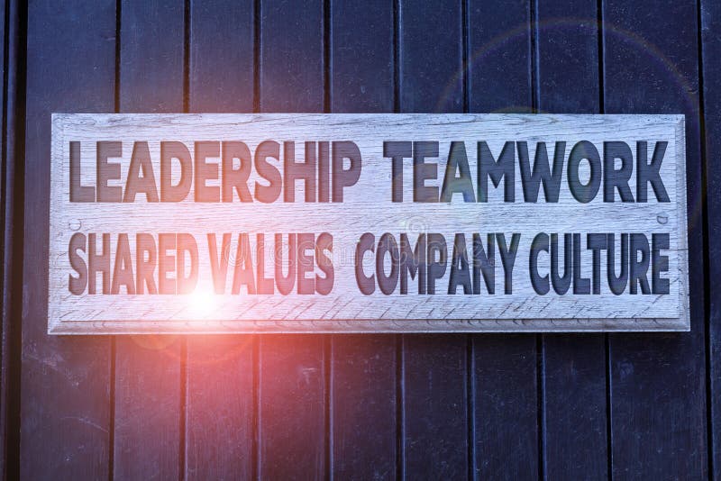 Conceptual hand writing showing Leadership Teamwork Shared Values Company Culture. Business photo text Group Team