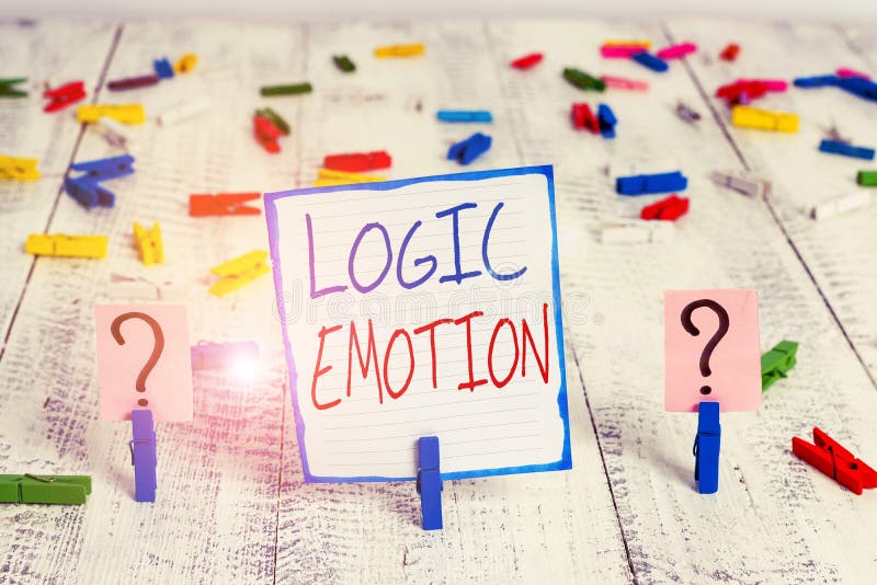 Conceptual hand writing showing Logic Emotion. Business photo showcasing Unpleasant Feelings turned to Self Respect royalty free stock image