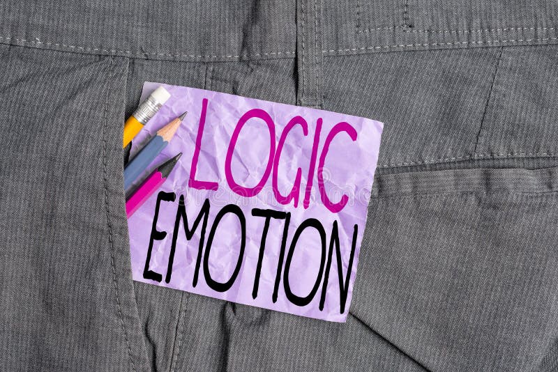 Conceptual hand writing showing Logic Emotion. Business photo text Unpleasant Feelings turned to Self Respect Reasonable Mind royalty free stock photo