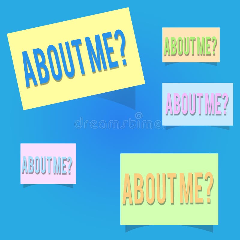 Conceptual hand writing showing ABOUT ME question. Business photo showcasing Interrogating oneself Letting other showing royalty free illustration