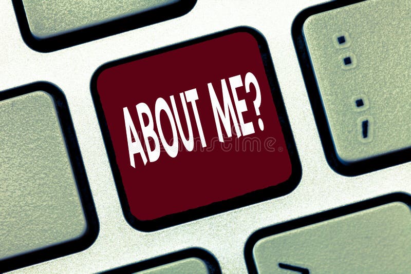 Conceptual hand writing showing ABOUT ME question. Business photo showcasing Interrogating oneself Letting other showing knows you vector illustration
