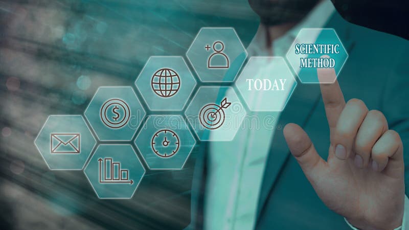 Conceptual hand writing showing Scientific Method. Business photo text Principles Procedures for the logical hunt of knowledge vector illustration
