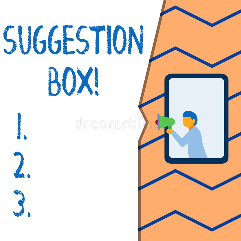 Conceptual hand writing showing Suggestion Box. Business photo text container which showing can leave comments about royalty free illustration