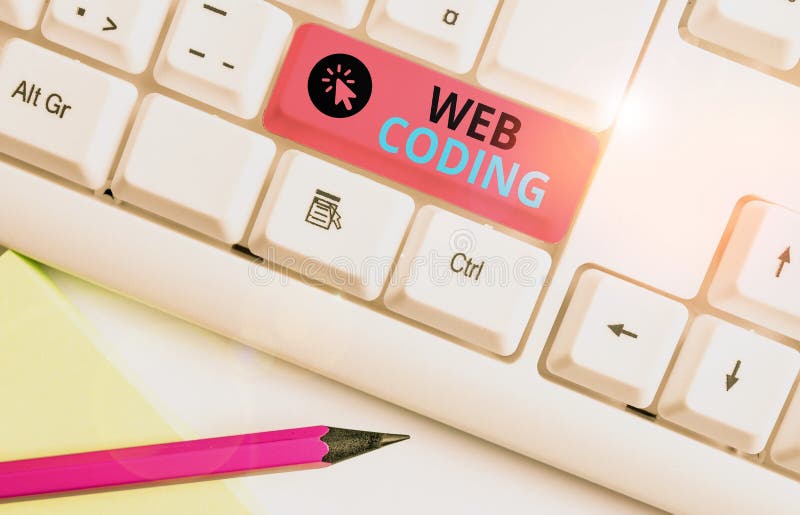 Conceptual hand writing showing Web Coding. Business photo text work involved in developing a web site for the Internet royalty free stock photos Conceptual hand writing showing Web Coding. Business photo text work involved in developing a web site for the Internet royalty free stock photos