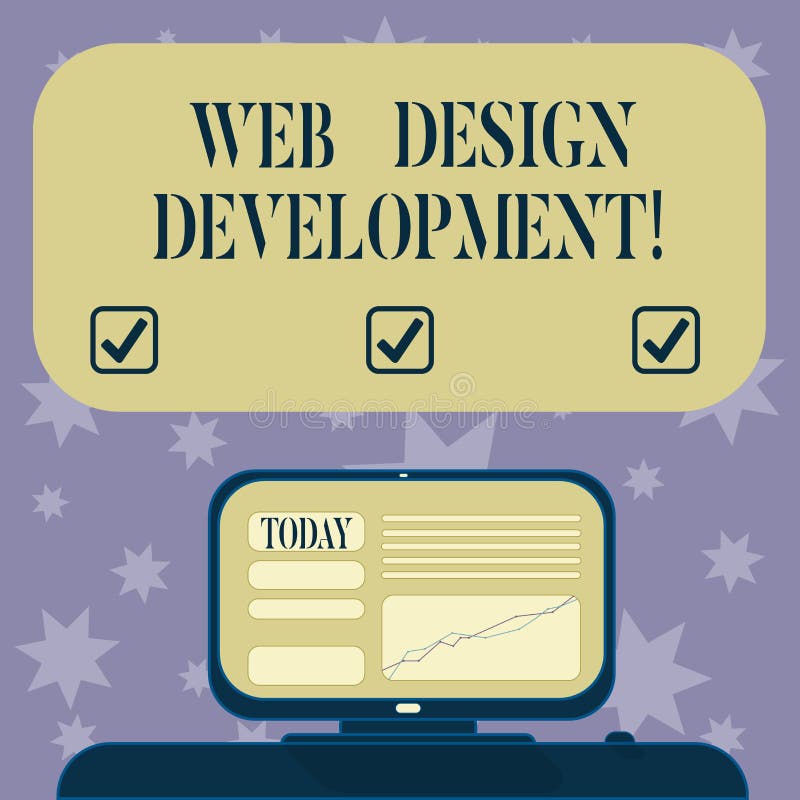 Conceptual hand writing showing Web Design Development. Business photo text developing websites for hosting via intranet vector illustration
