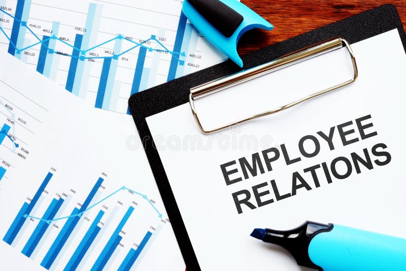 Conceptual hand writing text showing Employee Relations stock photo