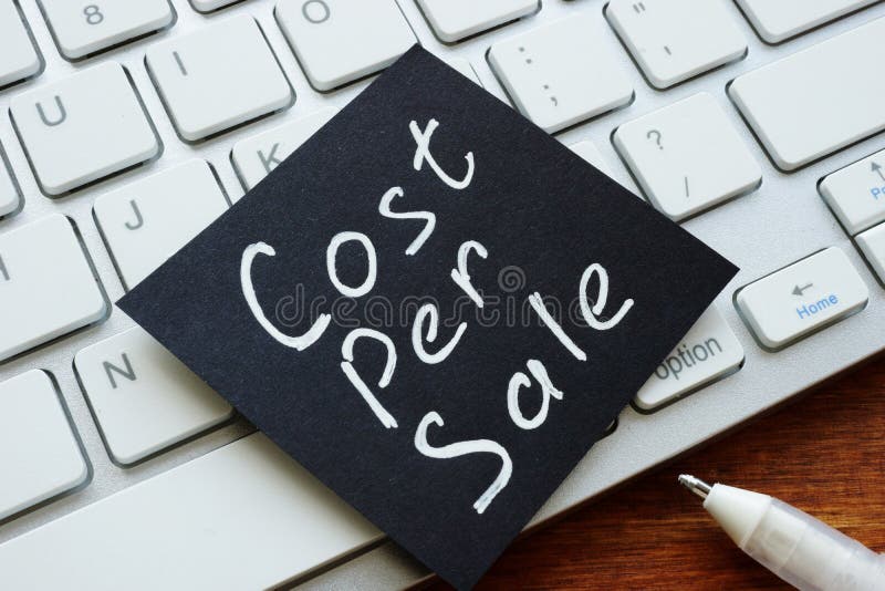 Conceptual hand written text showing Cost per sale royalty free stock images