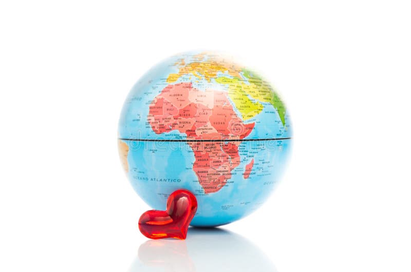 Globe showing Africa with a heart