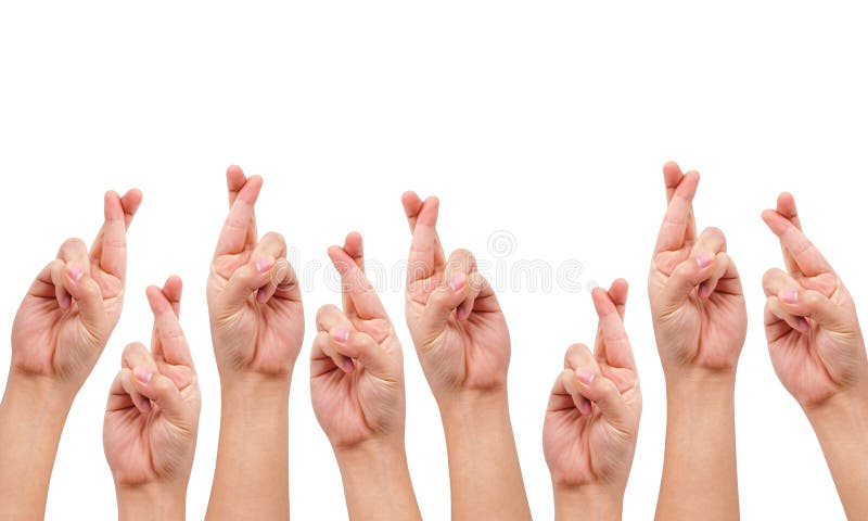 Conceptual image, finger crossed hand sign