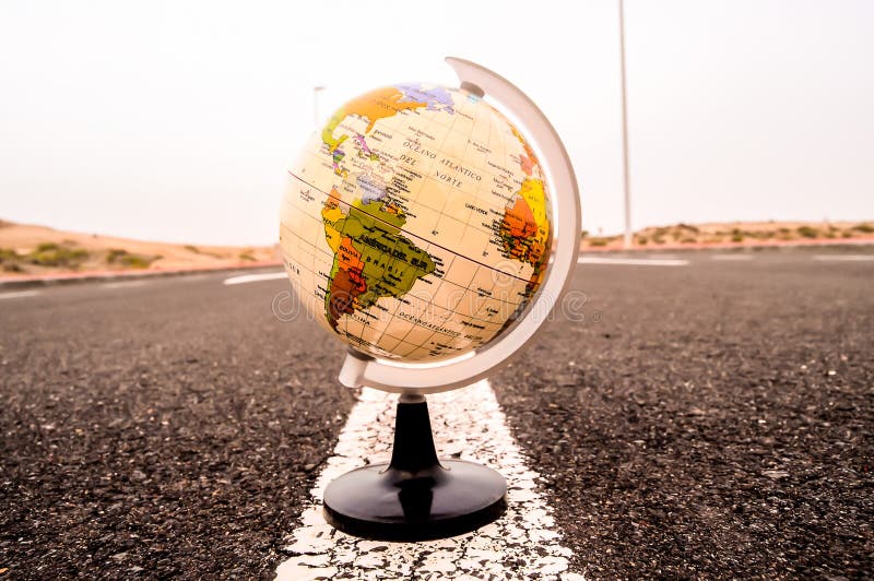 Globe Earth on an Asphalt Street stock photography