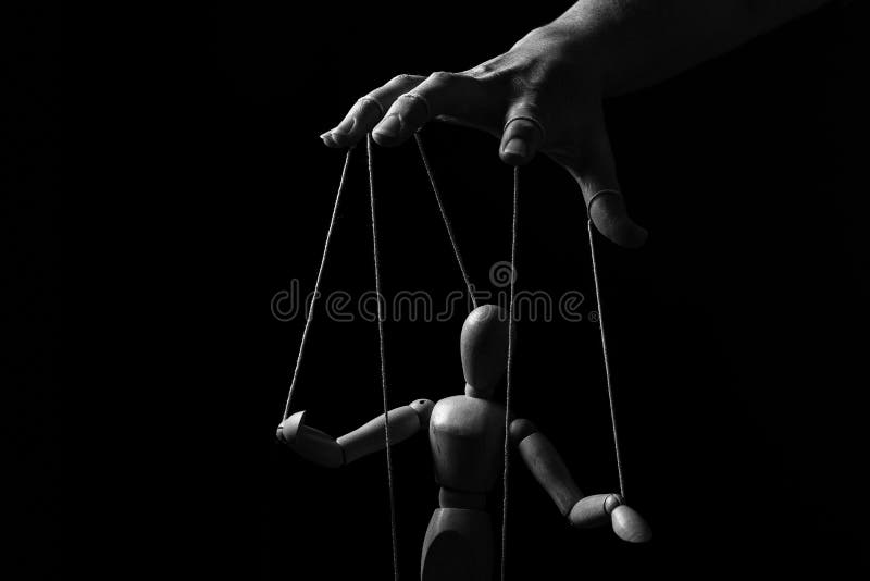 Conceptual Image of a Hand with Strings To Control a Marionette in  Monochrome Stock Image - Image of master, dictator: 180350411