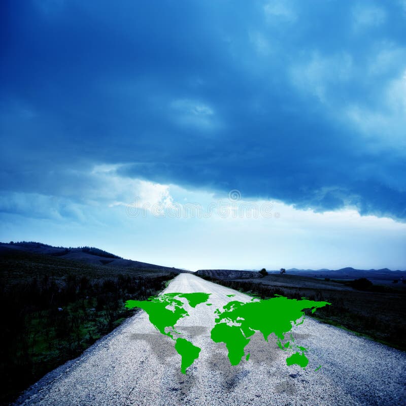World map on the dirt road stock photo. Image of empty 119201060