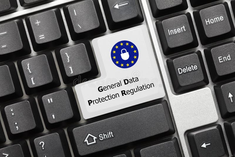 Conceptual keyboard - General Data Protection Regulation white stock image