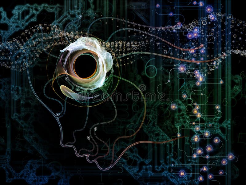Conceptual Machine Consciousness vector illustration